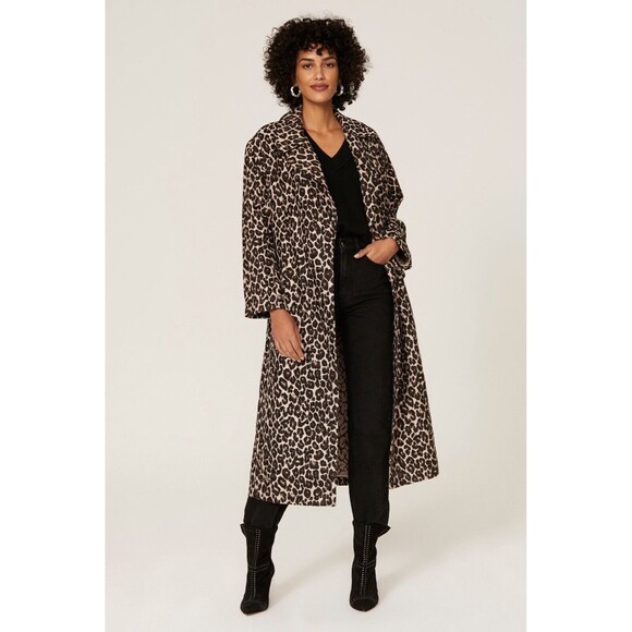 Victor Alfaro Jackets & Blazers - NWOT Victor Alfaro Womens Size XS Leopard Jacquard Long Coat Oversized Fit